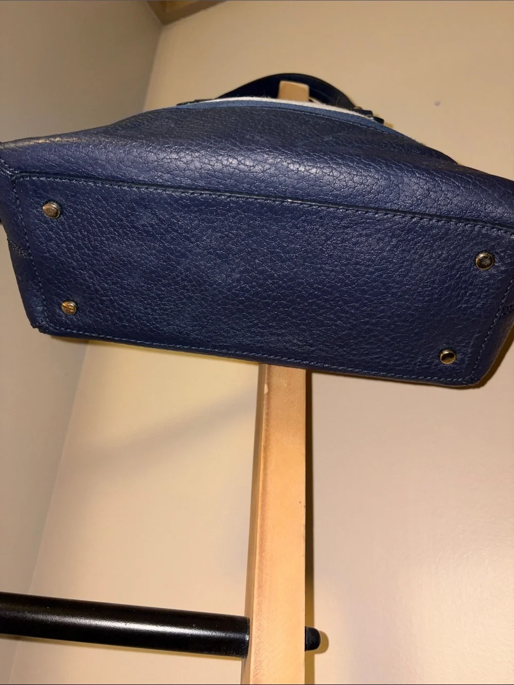 kate spade Navy and Cream Striped Dome Satchel